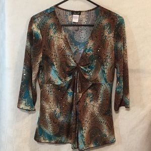 Ashley Jill Paisley Boho Blouse Size L